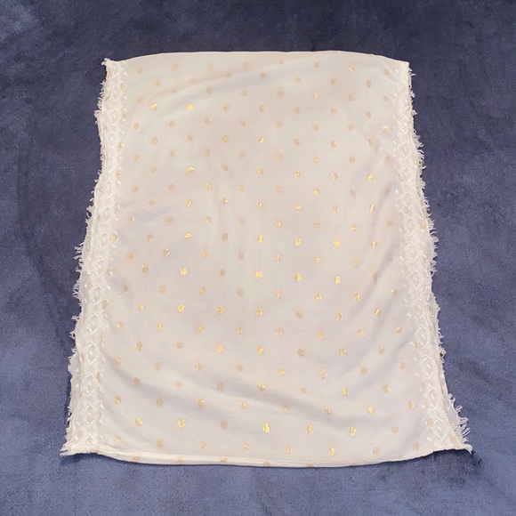 American Eagle Outfitters White Metallic Gold Polka Dot Infinity Scarf - Picture 3 of 7